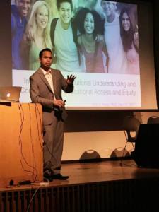 Dr. Kyle Reyes, UVU Chief Diversity Officer and Special Assistant to the President, presenting at the retreat on April 21, 2017.