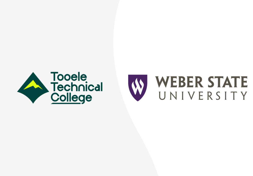 Logos of Tooele Technical College and Weber State University displayed side by side on a white and gray background.