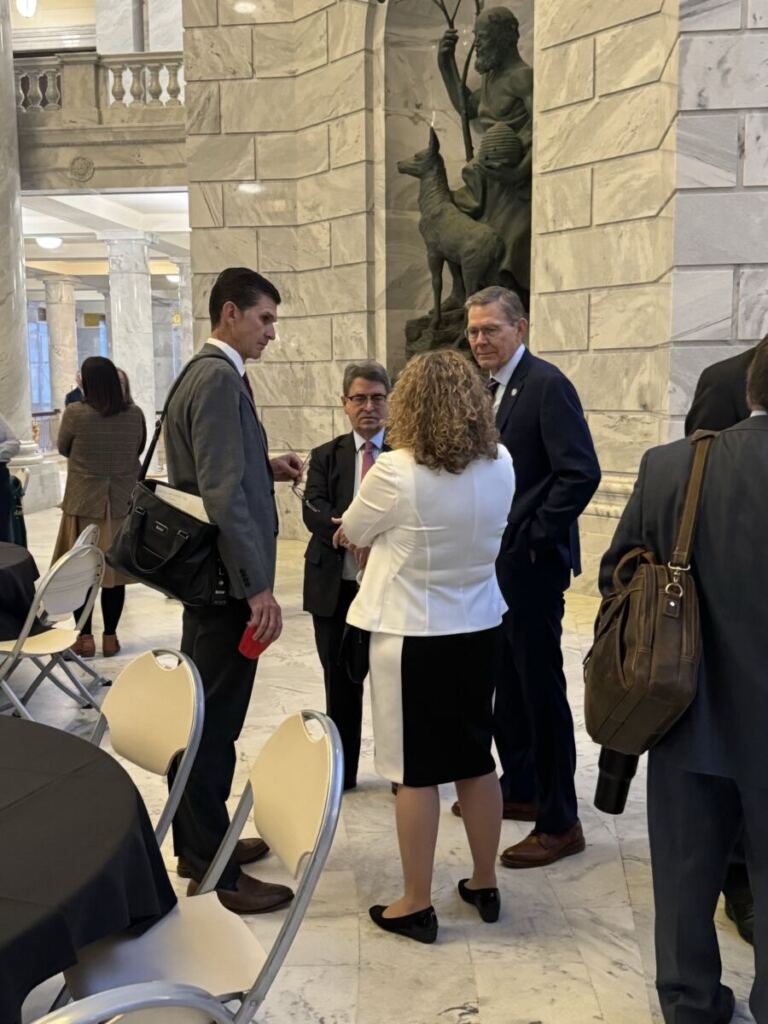 Attendees in conversation at Higher Ed Day on the Hill.