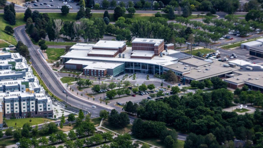 Aerial view of UVU's Noorda Center