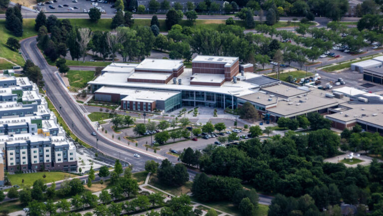 Aerial view of UVU's Noorda Center