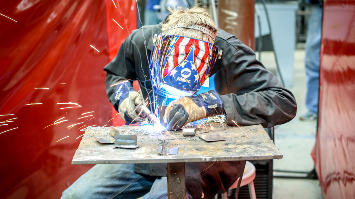 Student welding