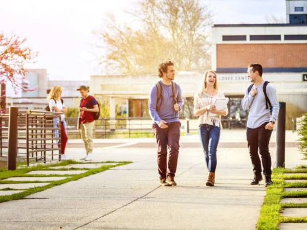 Students walking on campus